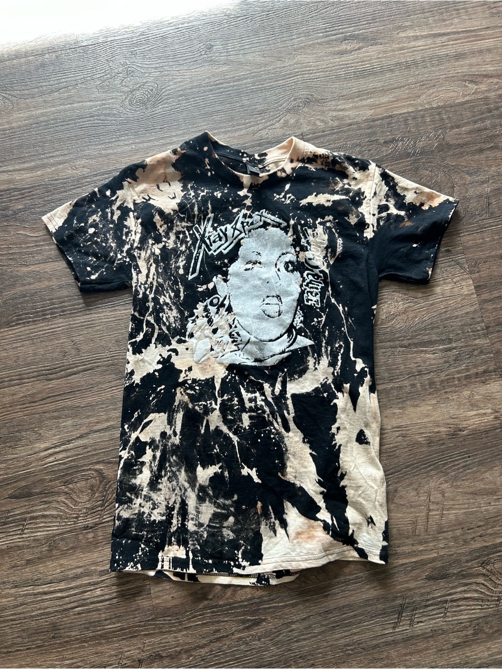 X-ray Spex Bleached Black Graphic Tee with Portrait Print - Men's Small Shirt
